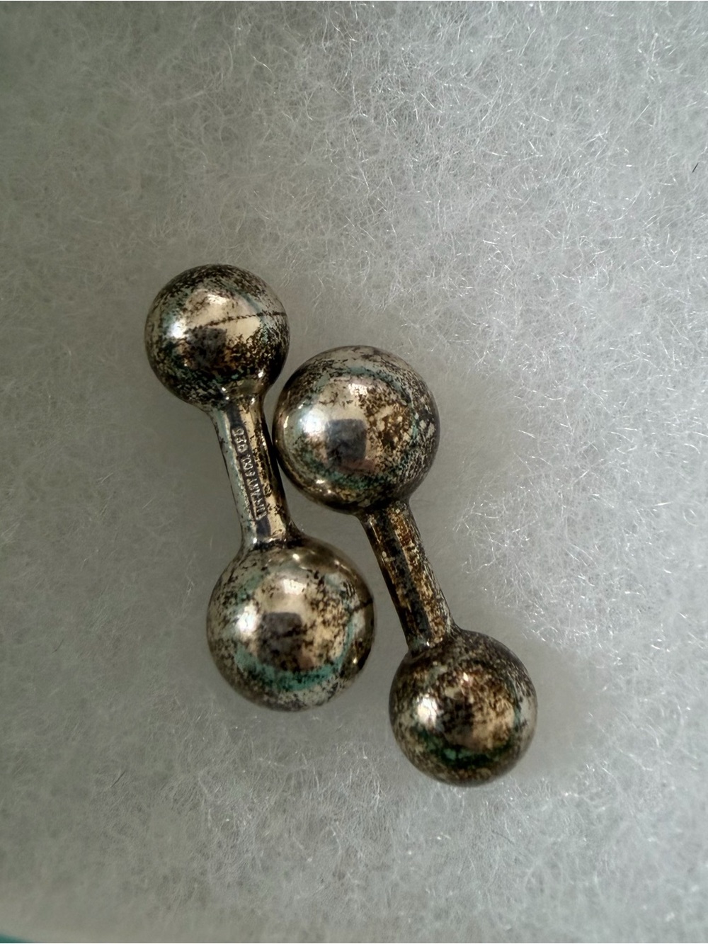 Vintage Silver-Tone Double Ball Cufflinks